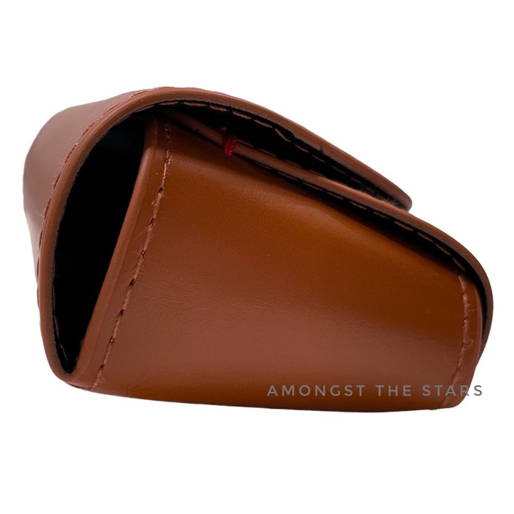 Fossil Brown Faux Leather Sunglasses Glasses Magnetic Case with Wipe - Picture 6 of 8